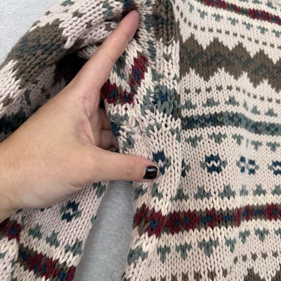 Vtg Eddie Bauer Chunky Knit Sweater Men Large Fair Isle Nordic Grandpa 90s Cosby - Picture 2 of 8